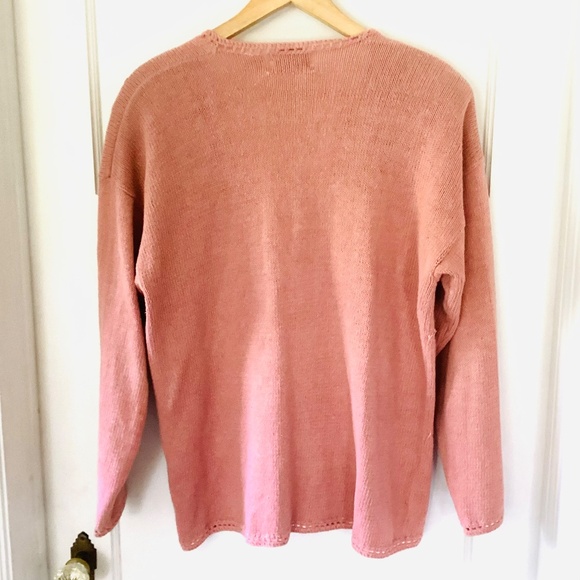 VTG 90s Carolyn Taylor Floral Embroidered beaded crochet Trim Cardigan Sweater M - Picture 14 of 16